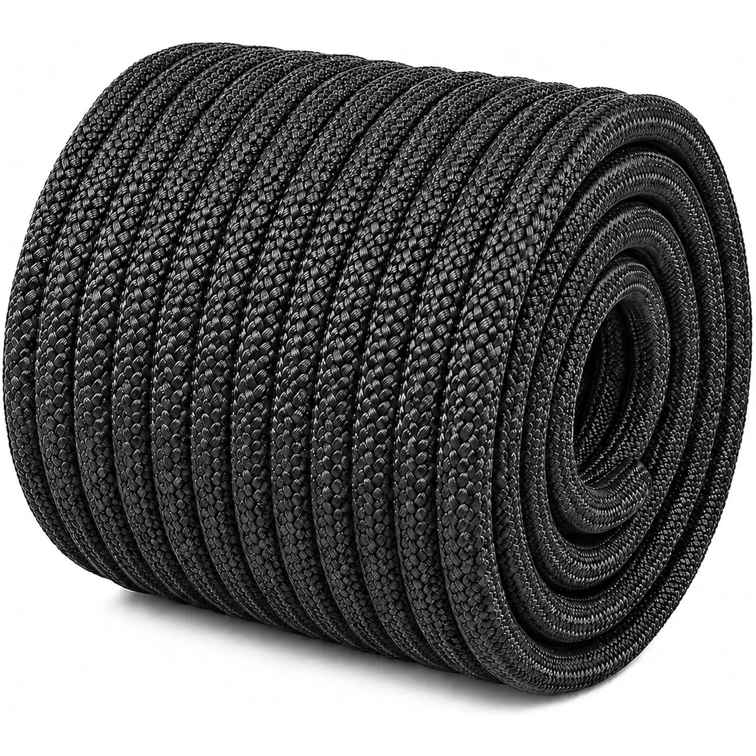 Braided Polyester Arborist Rope (3/8 inch X 100 feet) High Strength Bull Rope for Tree Work Truck Securing Camping Swing, Black