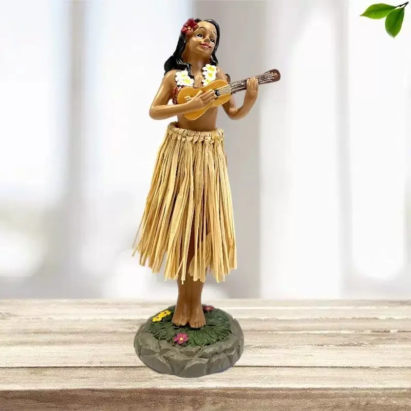 Hawaiian Hula Girl Bobblehead Doll, Car Dashboard Decor, Resin Dancing Figurine, Unique Ornament for Home and Vehicle Decoration