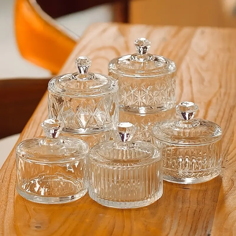 Candy Dish With Lid Glass Candy Dish With Lid, Transparent Decorative Candy Bowl, Crystal-Lid Candy Jar/Cookie Storage Container, Food Storage Containers, Suitable For Clear Food Storage And Organization, Kitchen, Office, And Home Decor