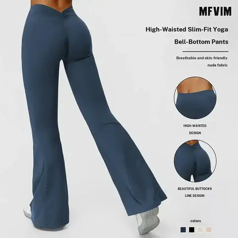 Women's Solid Flare Leggings - High-Waisted Tummy Control Yoga Pants for Women, 78% Nylon 22% Spandex Moves With You, Breathable, Cold Wash Only Do Not Dry Clean, Sporty Chic Look, Travel & Camping Essentials, All Seasons