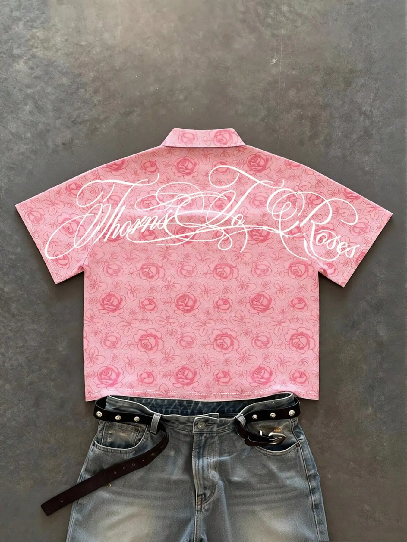 Men's Shirt with Unique Letter and Rose Print, Casual Loose-Fit Soft Long Sleeve Top, Comfortable Streetwear for All Seasons