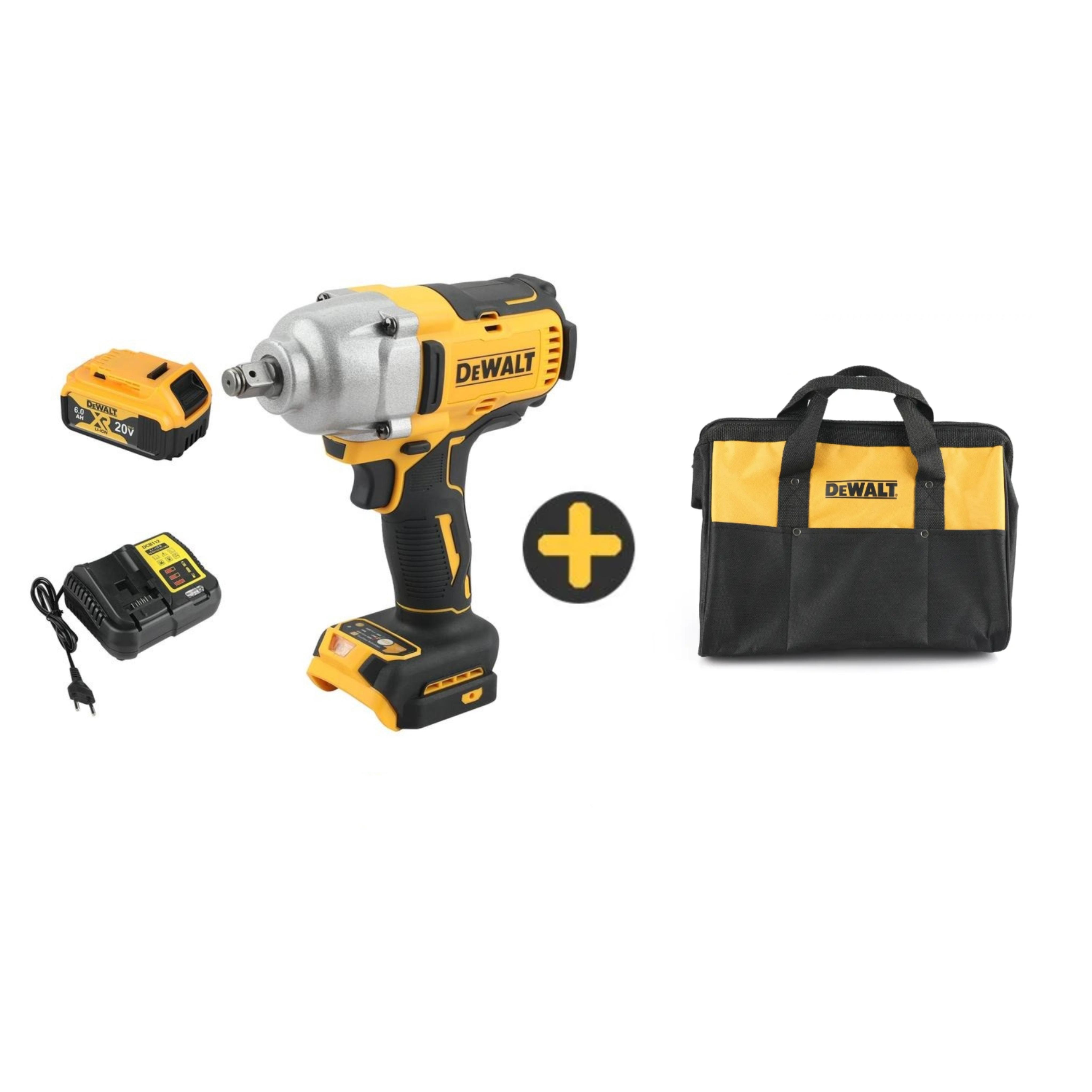 DEWALT DCF900 1396N.M Impact Wrench 1/2" Inch High Torque Hog Ring Anvil 10.8V~18V Brushless Cordless Power Tool with Lithium Battery & Tool Bag