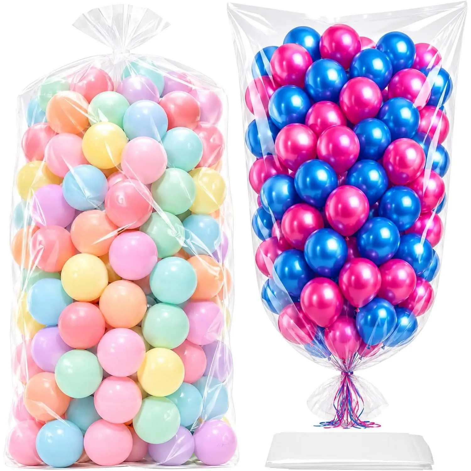 Large Balloon Bags for Transport, Christmas Tree Disposal and Storage Bag, Clear Balloon Drop Bag, Giant Carrying Storage Bags for Wedding Birthday Party Supplies (2)