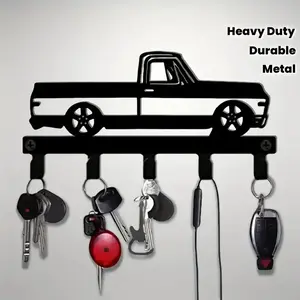 Metal Key Hook, Key Holder, Vintage Truck Design, Space-Saving Door Decor, Ideal for Keys, Hats, Bags, Towels, Farmhouse Style, Durable Wall Mount