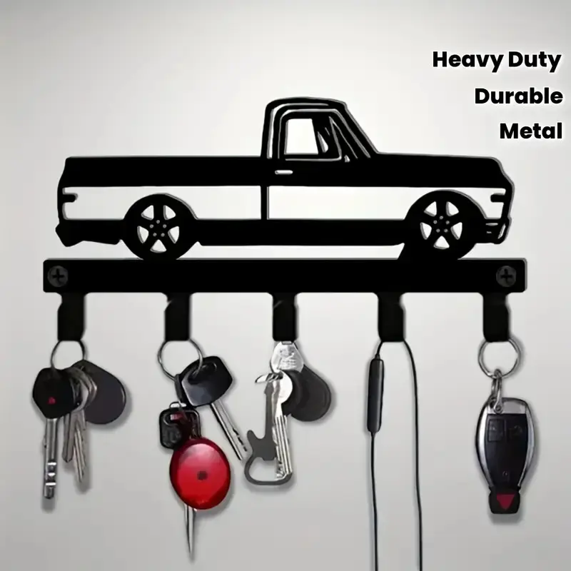 Metal Key Hook, Decorative Key Hook, Key Holder, Vintage Truck Design, Space-Saving Door Decor, Ideal for Keys, Hats, Bags, Towels, Farmhouse Style, Durable Wall Mount