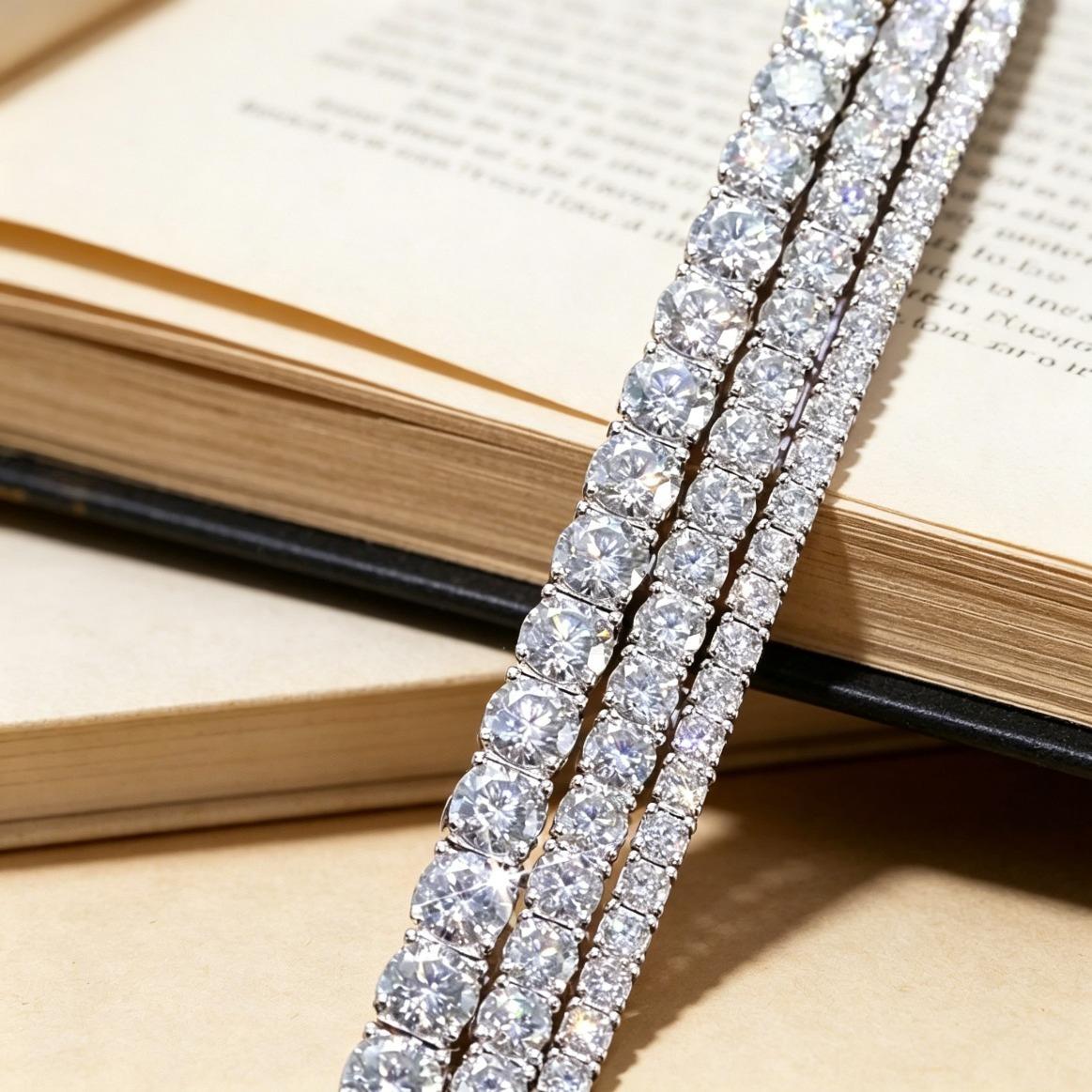 3/4/5mm Hip Hop Moissanite Tennis Necklace Ice Out VVS1 Diamond Chain Bling Bling Sparkling Jewelry Iced Out Chain Luxury Gift for Men Women Streetwear Jewelry