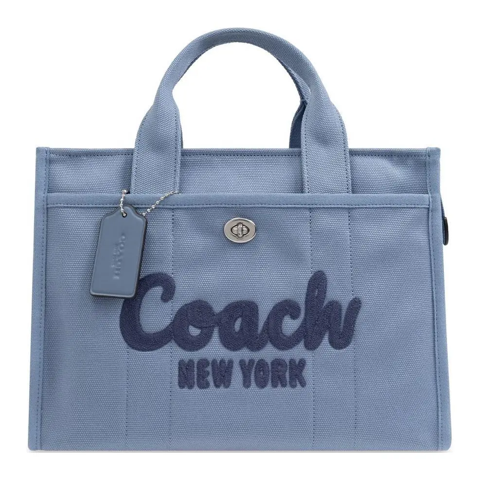 COACH Cargo 34 Tote Bag for Women – Logo-Zippered Cotton Handbag in Blue