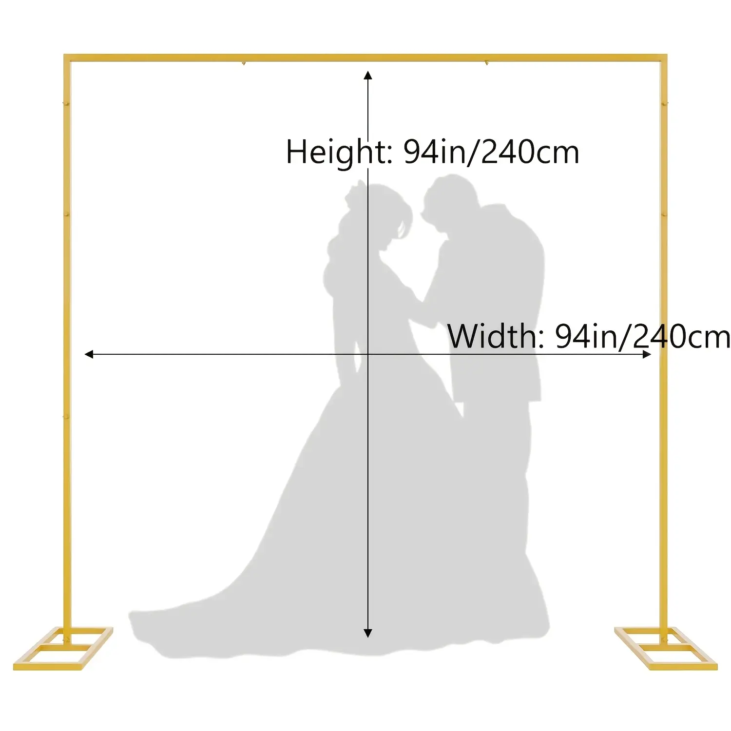 6.5ft/8ft Backdrop Stand Heavy Duty with Base, Golden Portable Adjustable Pipe And Drape Backdrop Stand Kit, Square Metal Arch Party Frame for Wedding Birthday Parties Banquet Decorations Halloween and Christmas Decorations