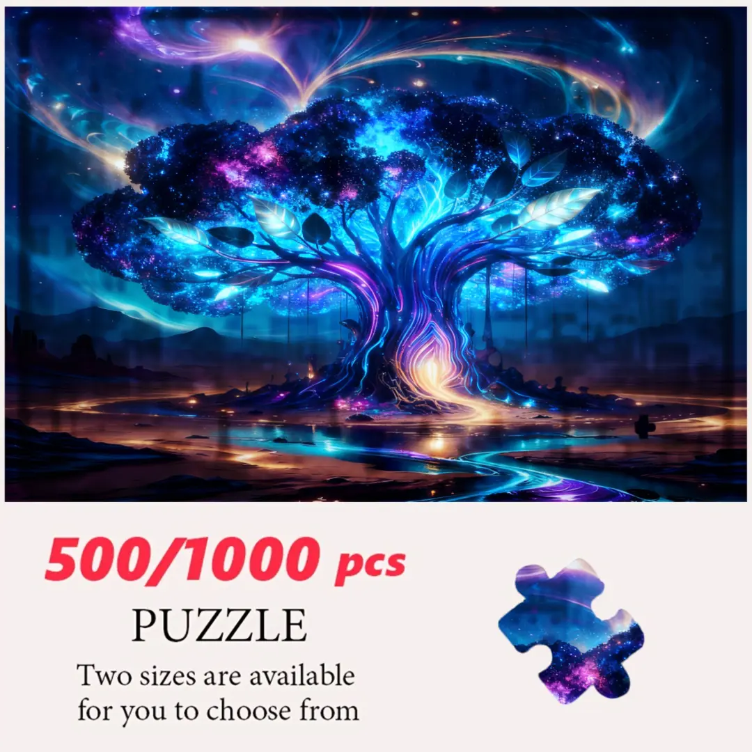 500/1000 Pcs Puzzle, Premium Quality Jigsaw Pieces, Immersive Cosmic Tree Art Experience, Adults And Teens Home Decor Activity, Perfect Gift For Birthdays And Holidays
