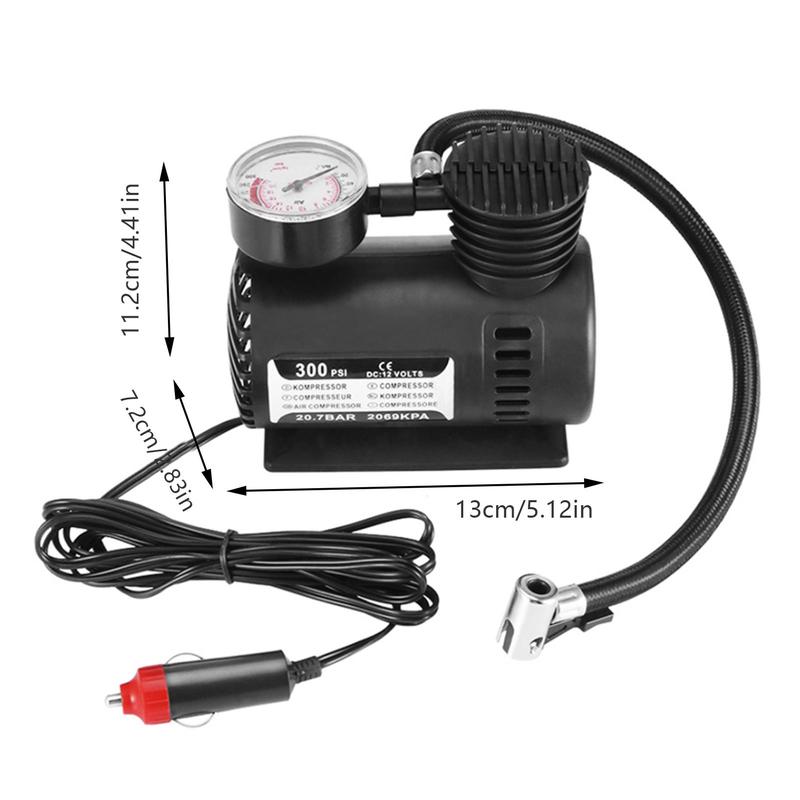 12V Mini Car Tire Air Pump, Portable Tire Air Pump with Dial Design, Vehicle Electric Air Pump, Mini Air Compressor