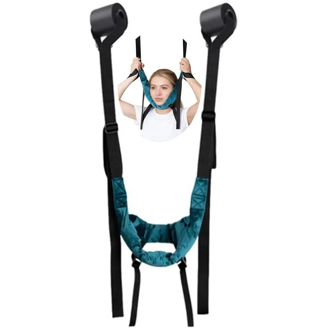 Portable Cervical Traction Harness Neck Stretcher for Home-Adjustable Neck Traction Strap for Neck Fatigue Relief for Adults (Over Door Design)