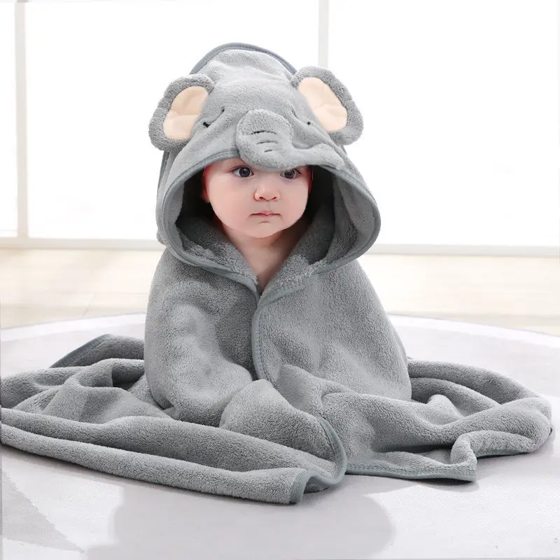 Children Bath Towel Set, 80cmx80cm Cartoon Cape, Polyester Fiber, Ultra Soft Baby Bathrobe, Quick-Dry Coral Fabric, Home Use