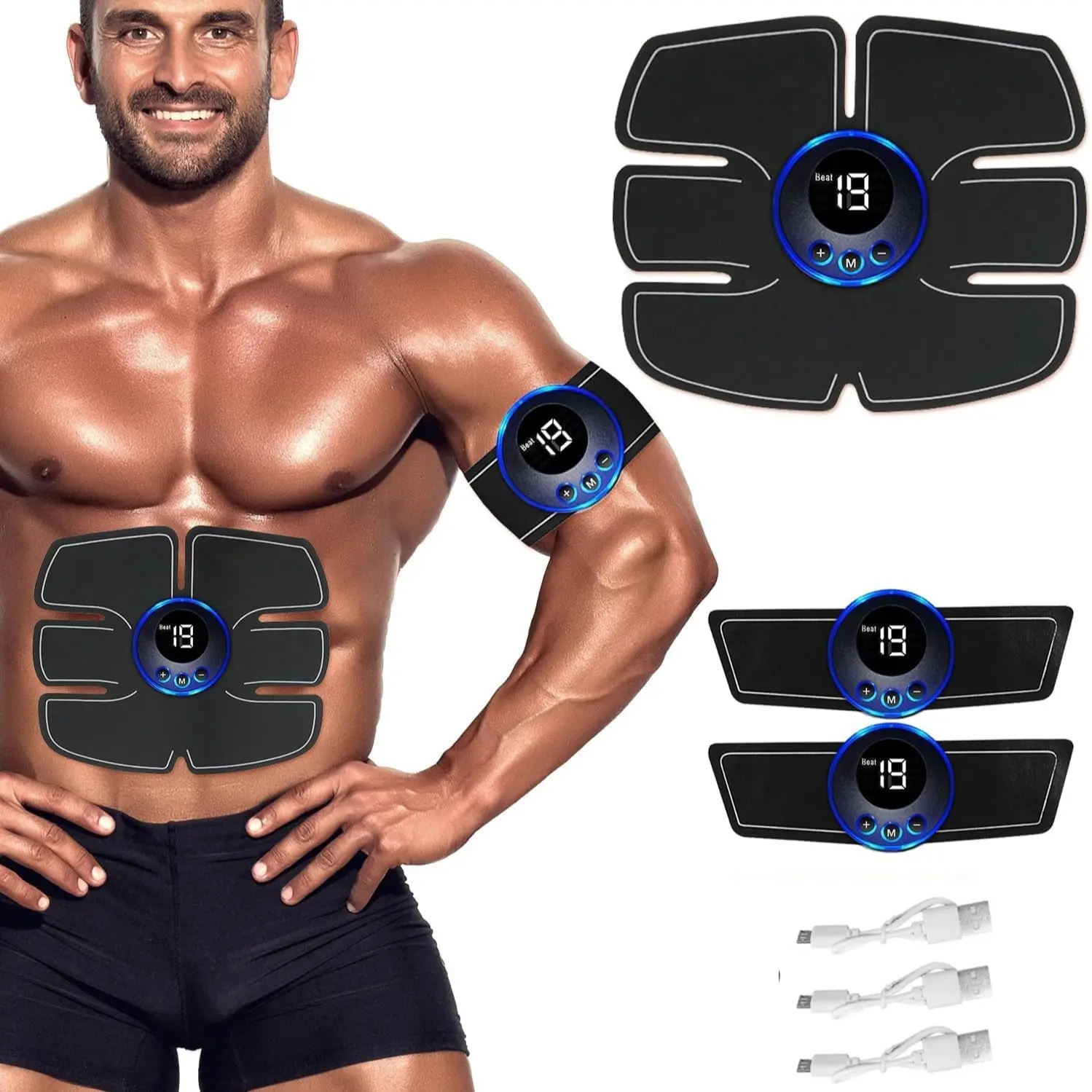 Split EMS Abdominal Patch Fitness Device, Stomach Body Sculpting Tool, Rechargeable Waist Arm Patches, Lazy Core Arm Sculpting, Office Workers, Postpartum Recovery, Muscle Building, Stim Tool