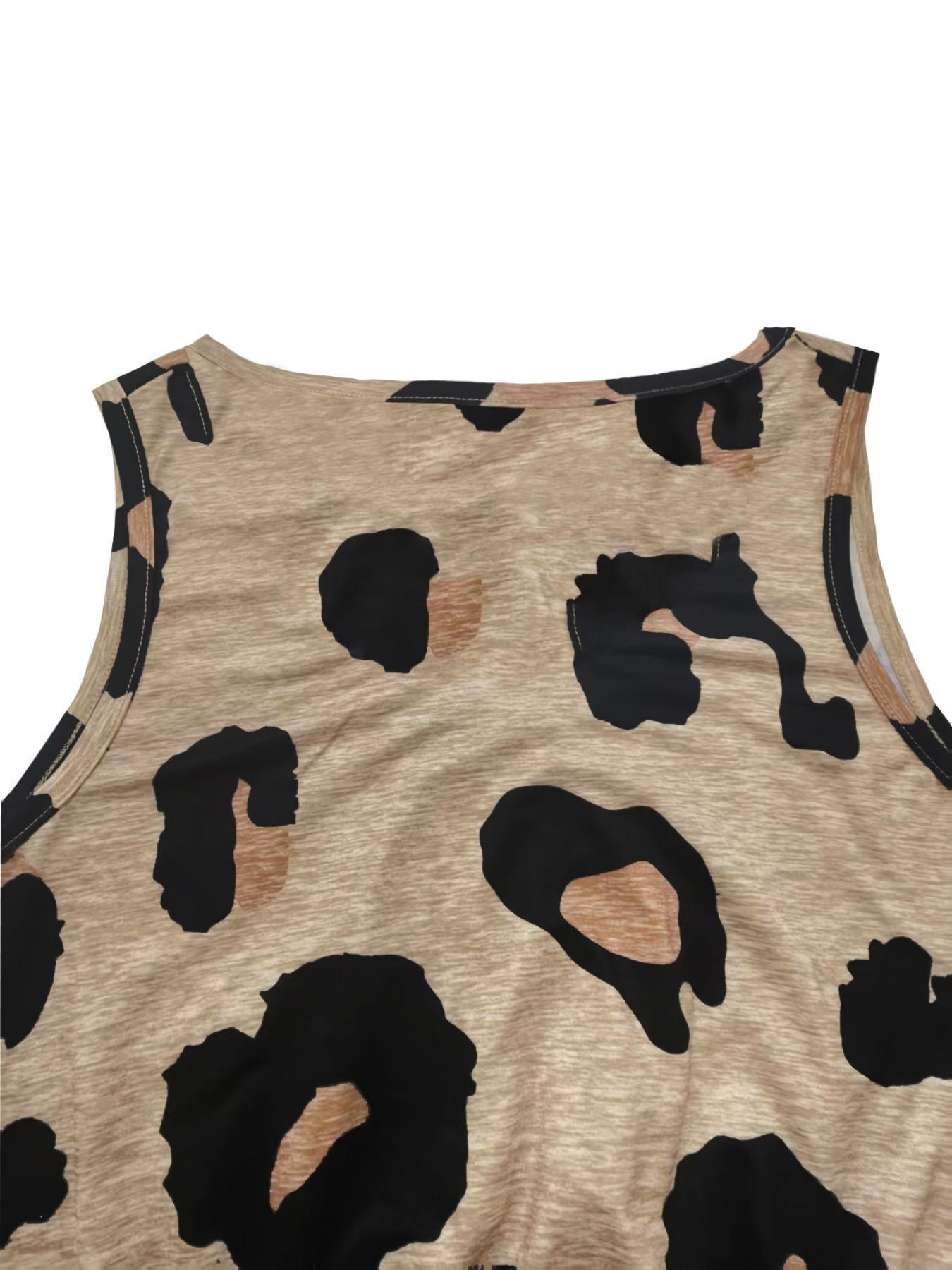 Women's Leopard Print Tank Dress, Casual Basic Fashion Sleeveless Dress for Summer, Fashion Women's Clothes for Daily Wear, Casual Comfy Chic