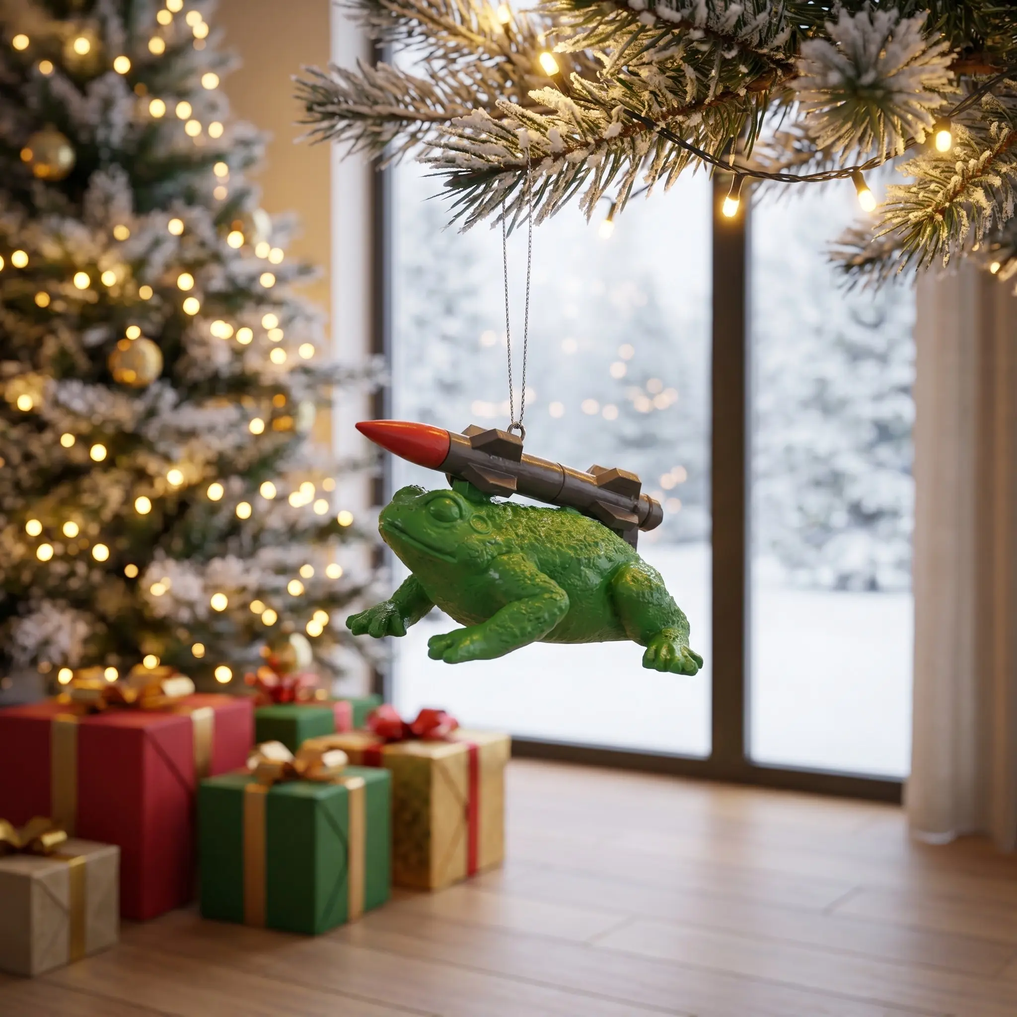 Frog Back Missile Christmas Tree Ornament, Festive Holiday Decoration, Unique Gift Idea, Perfect for Christmas Trees, Small Christmas Gifts