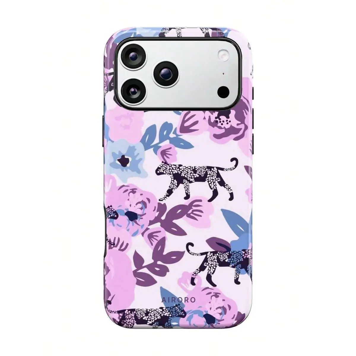 Custom Purple Floral & Black Leopard Print Phone Case - Shockproof, Anti-Scratch Hard Shell Protection Accessory with Wireless Resistance for iPhone 11,12,13,14,15,16,17 Pro Max, Accessories