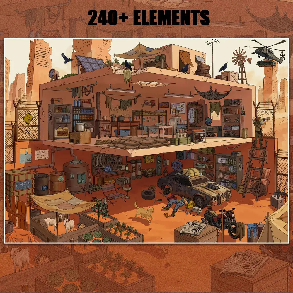 Post-Apocalyptic Supply Station Diorama Sticker Set, Diy Art Stickers, Diy Crafts Stickers, ASMR Scene-Building Layered Stickers for Stress Relief, Stackable Ruined Shelter & Wasteland Props Scenes Stickers for Journaling, Craft Therapy, Diorama Art