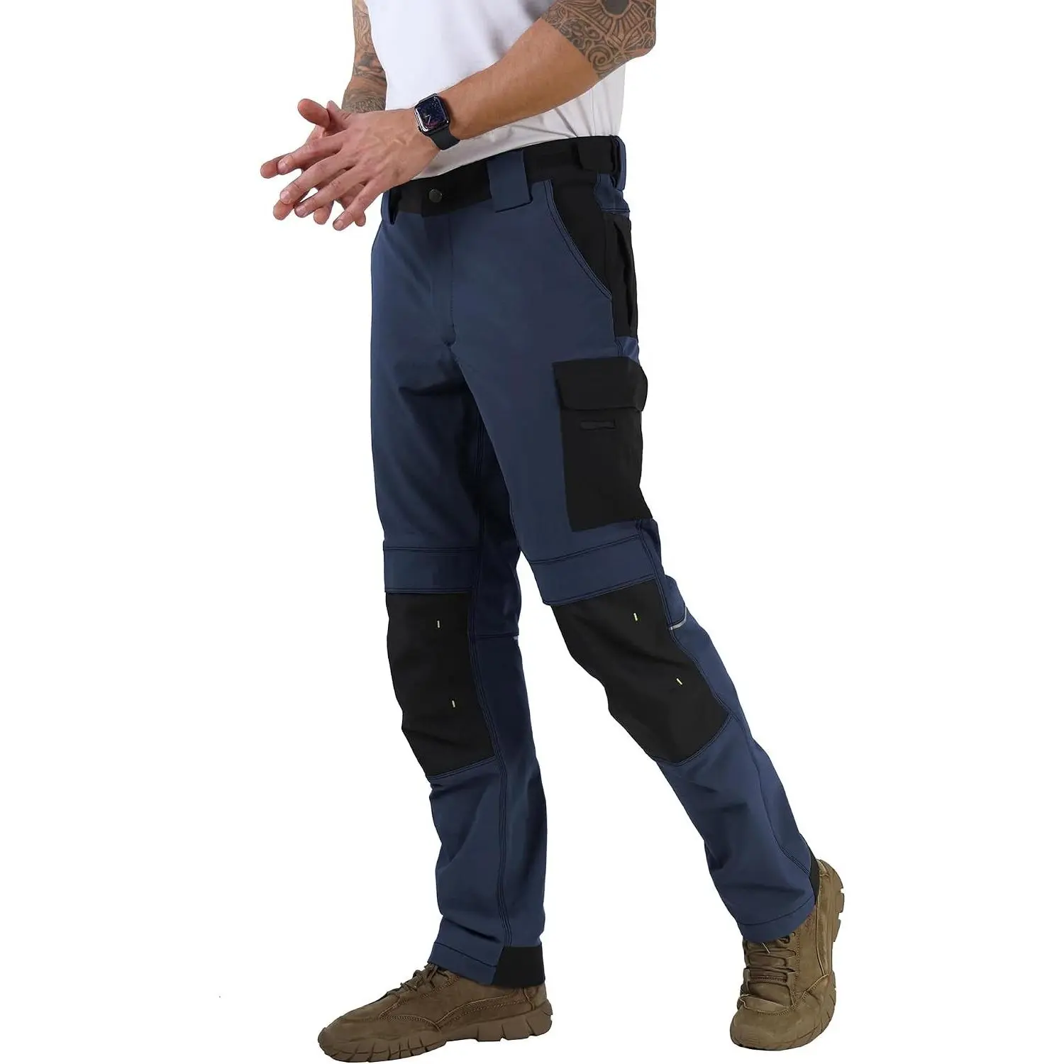 Men's Menswear Clothes Relaxed Fit Work Pants - 4-Way Stretch, Durable Cordura Construction, Carpenter Cargo Tactical Utility Pants