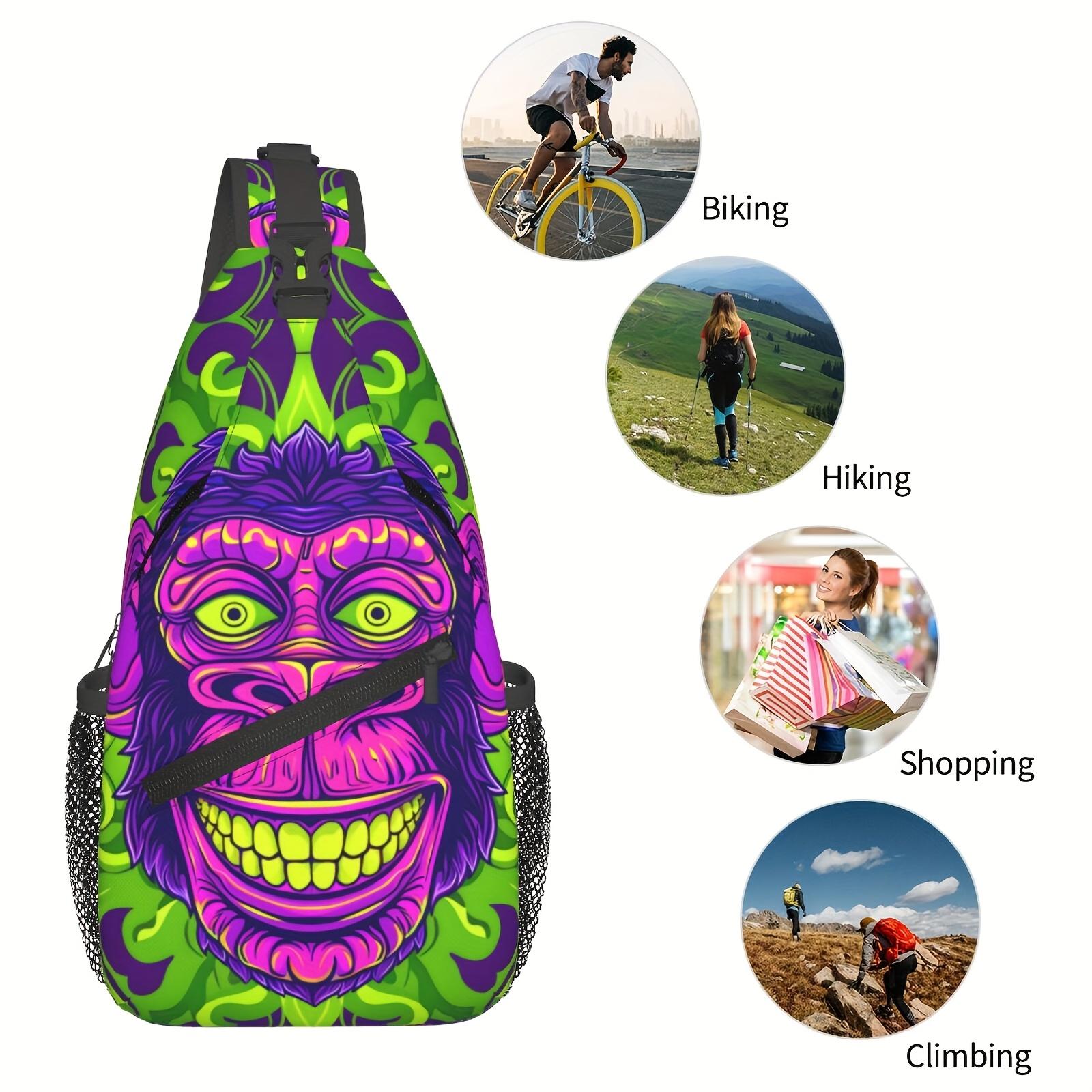 Crossbody Chest  Hiking Cartoon Colorful Gorilla Portrait Shoulder  Folding Large Capacity Fashion Durable Can Be Used For Shopping, Leisure Travel Beach  Fishing  Travel Accessories Must Have  For School Back Christmas Gifts bag backpack