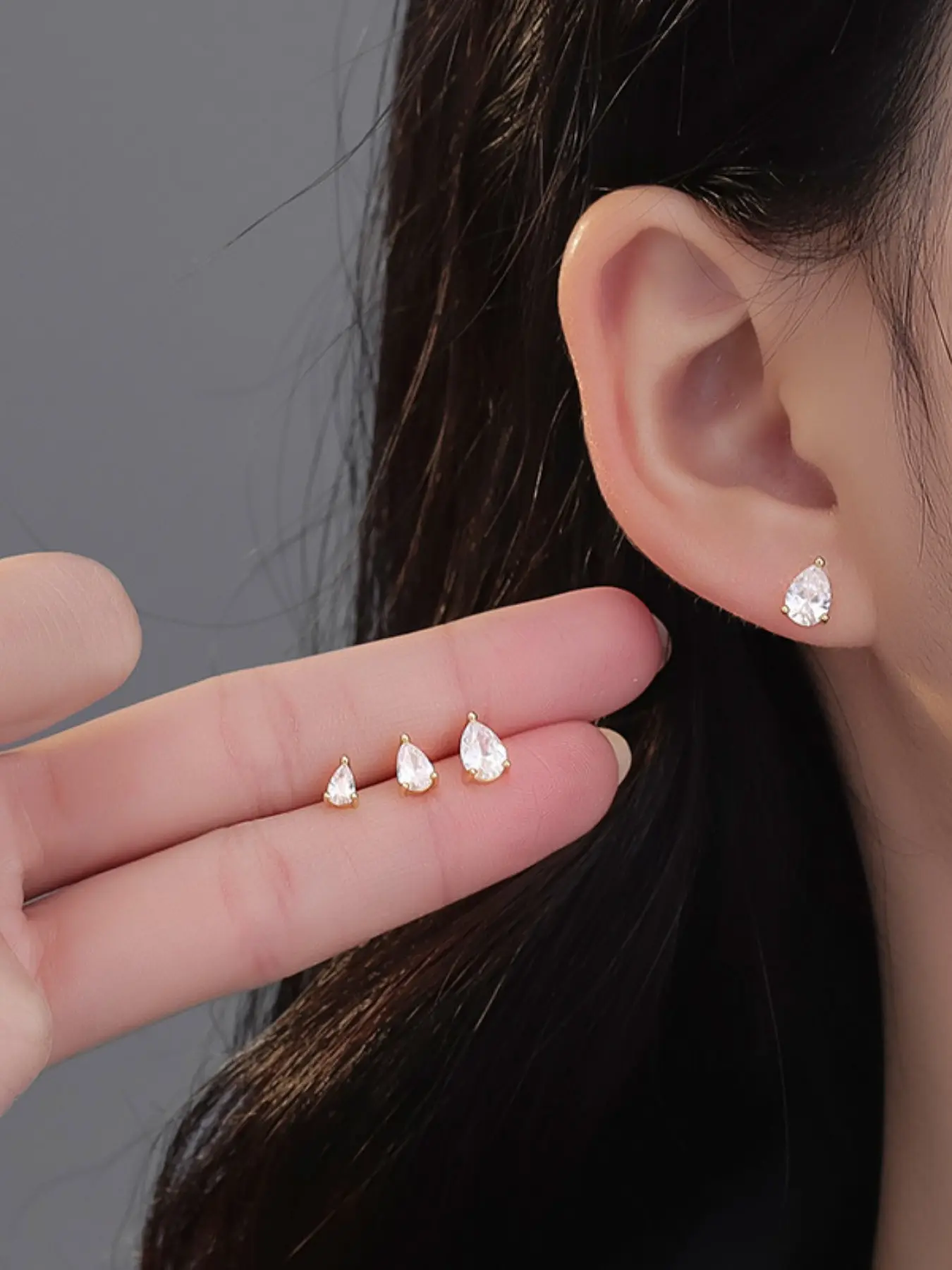 Elegant Silver Color Drip Earrings for Women, Micro-Set Zirconia Studs, Unique Mini Design, High-Quality Ear Jewelry