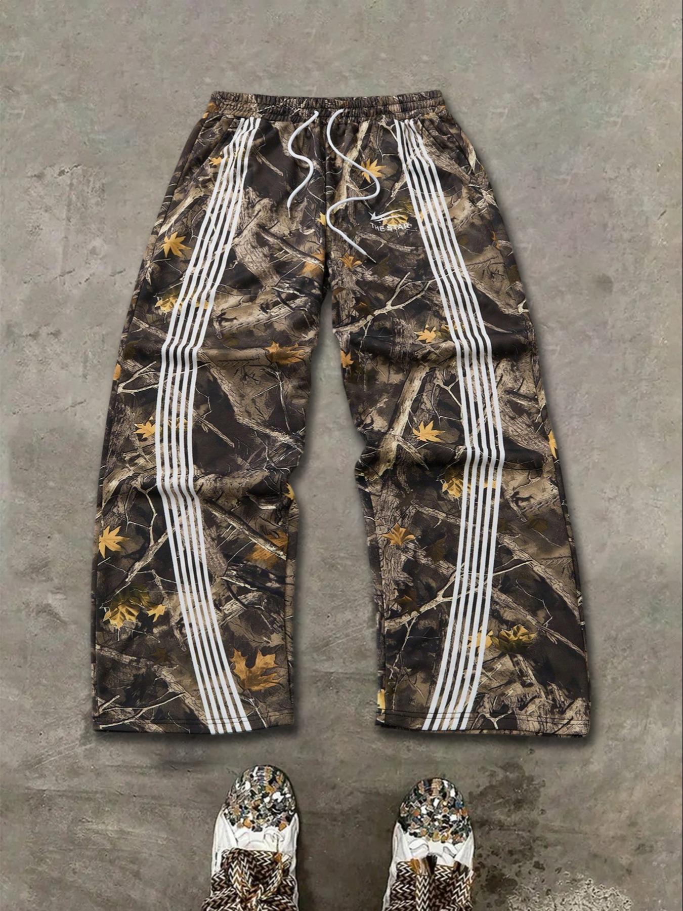 Men's Camo Print Straight Leg Sweatpants, Regular Fit Casual Street Breathable Pants for Daily Wear, Men's Bottoms for Summer, Trouser, Camouflage Sweatpants