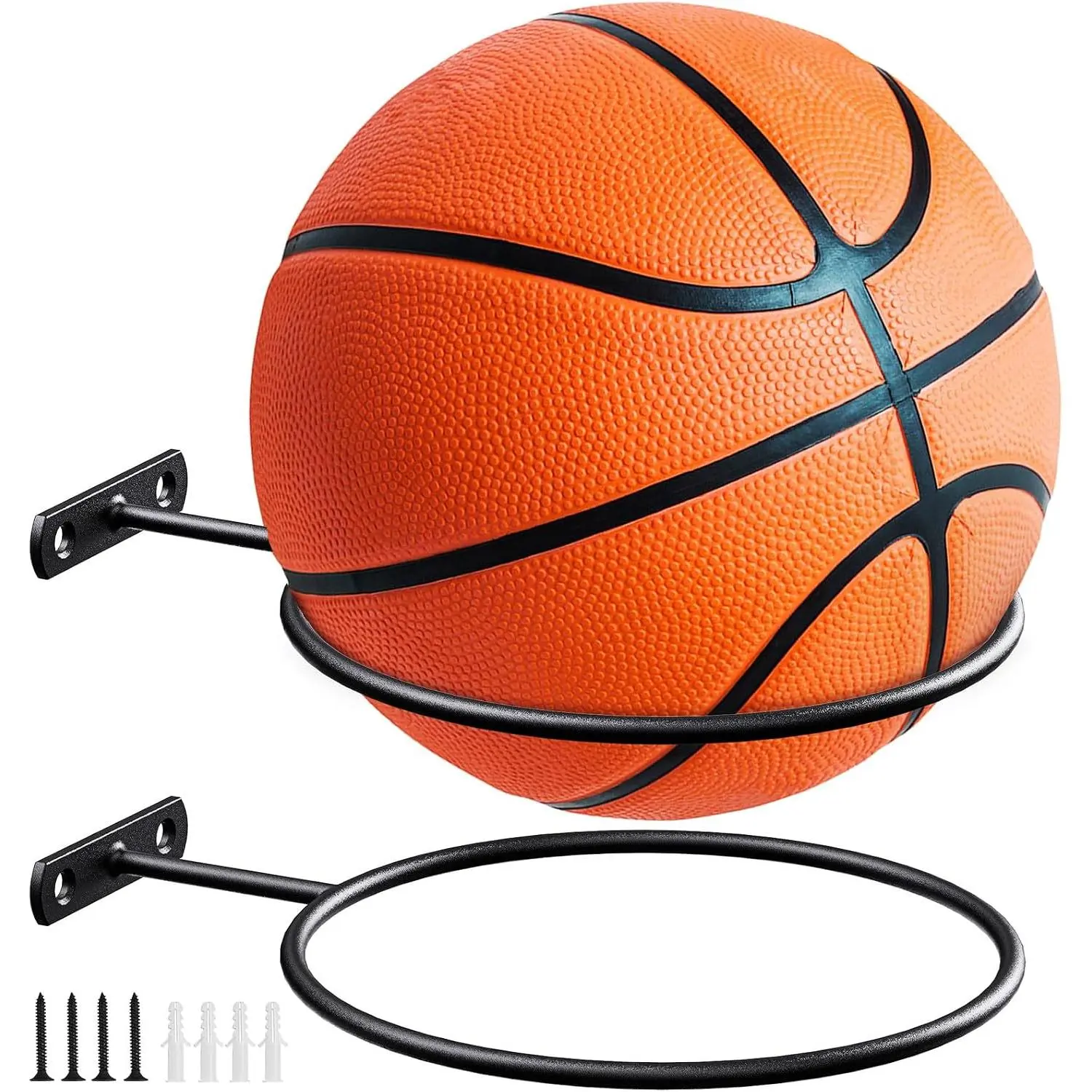 Mounted Ball Wall Storage Display  Ball Rack Metal Black Rack Holder Space Saver for Basketball Football Volleyball Soccer Storage Display