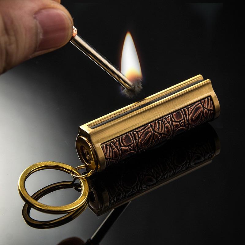 Match Lighter, Creative Keychain Lighter, Retro Kerosene Lighter, Portable Outdoor Emergency Ignition Stick, Suitable For Men As Gifts (Need To Purchase Kerosene To Add)