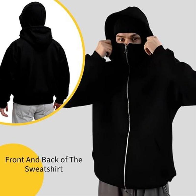 Balaclava Hoodie With Built-In Zip - Men's Athletic Autumn Winter Sweatshirt Balaclava Hoodie With Built-In Zip - Men's Athletic Autumn Winter Sweatshirt