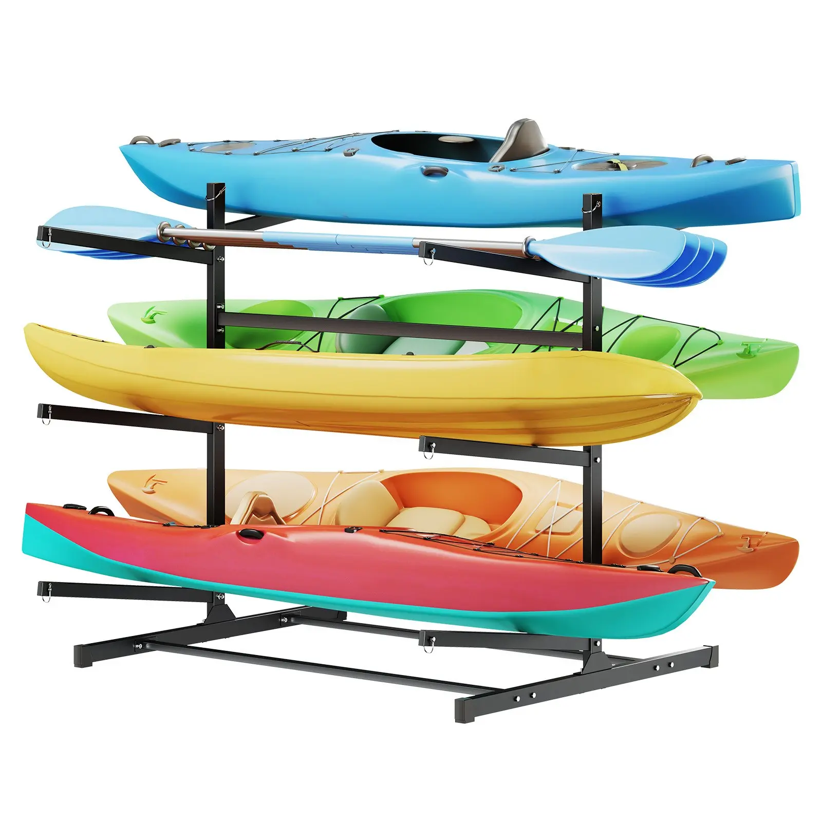 【DealsForYouDays】VEVOR Vertical Carbon Steel Kayak Storage Rack, 6-Kayak Capacity, 400 lbs Load, Heavy-Duty Freestanding Stand, Rubber Arms, Fits Various Watercraft, for Garage/Dock Indoor Outdoor Use, Vertical Layout, Rust Resistant