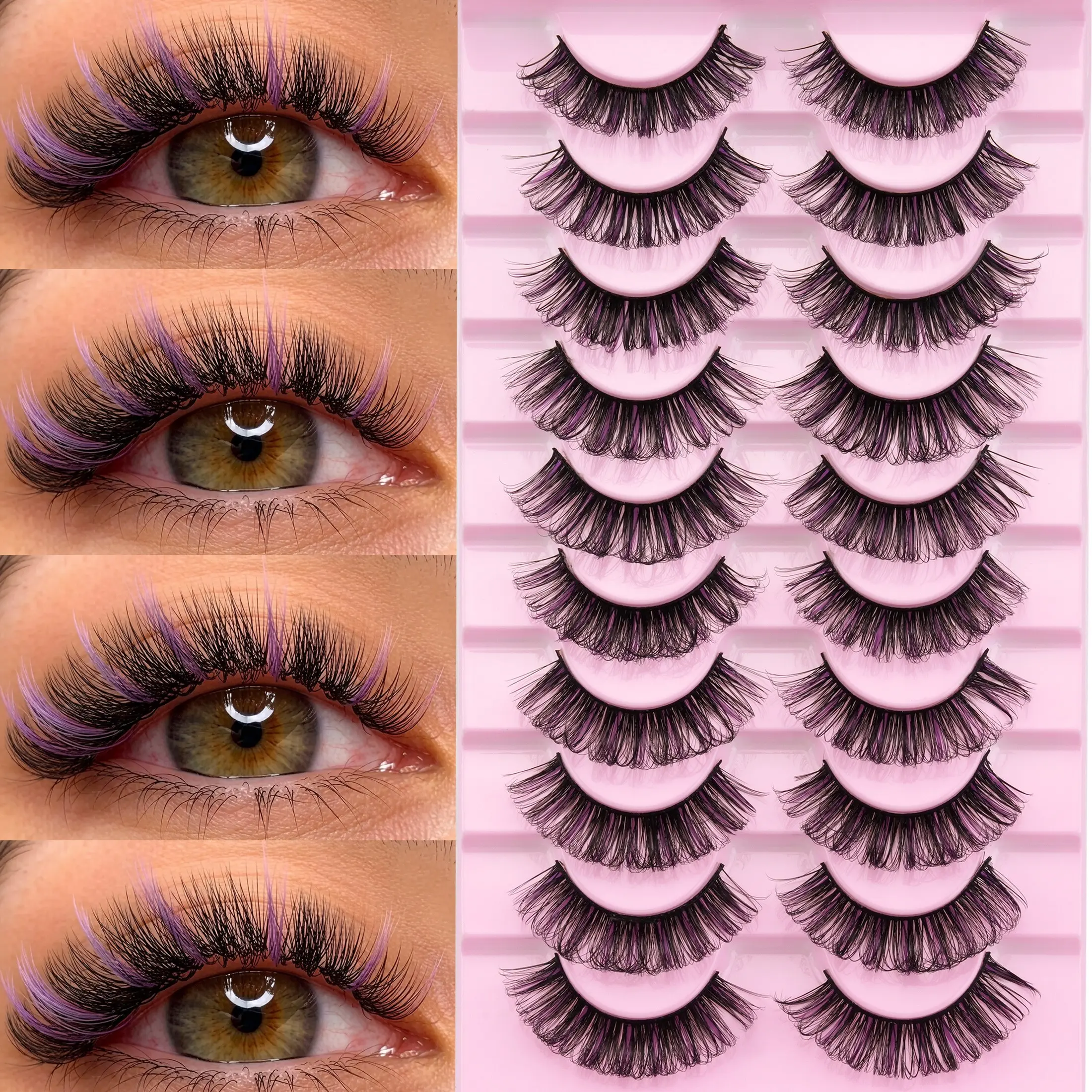 10 Pairs Natural Curl False Eyelashes, with, Cat Eye Style, Lift Effect, Natural Look, Elegant False Lashes, Strip False Eyelashes, Fancy Lashes