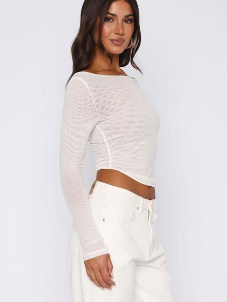 Summer Sheer Plain Sexy Top, Elegant and Stylish Design, Perfect for Parties and Casual Outings, Breathable Mesh T-Shirt