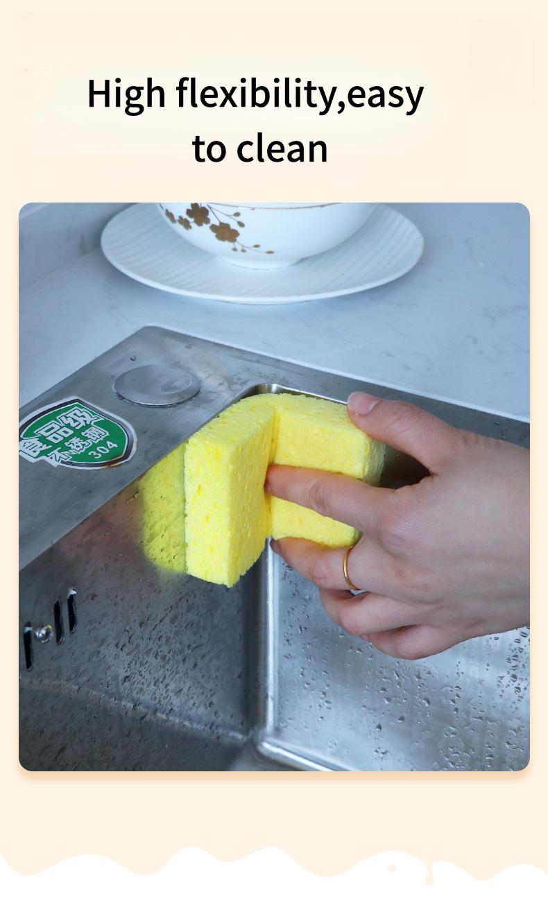 Natural Wood Pulp Dish Sponge, Expands When Wet, Super Absorbent & Oil-Free, Easy to Rinse Kitchen Scrubber