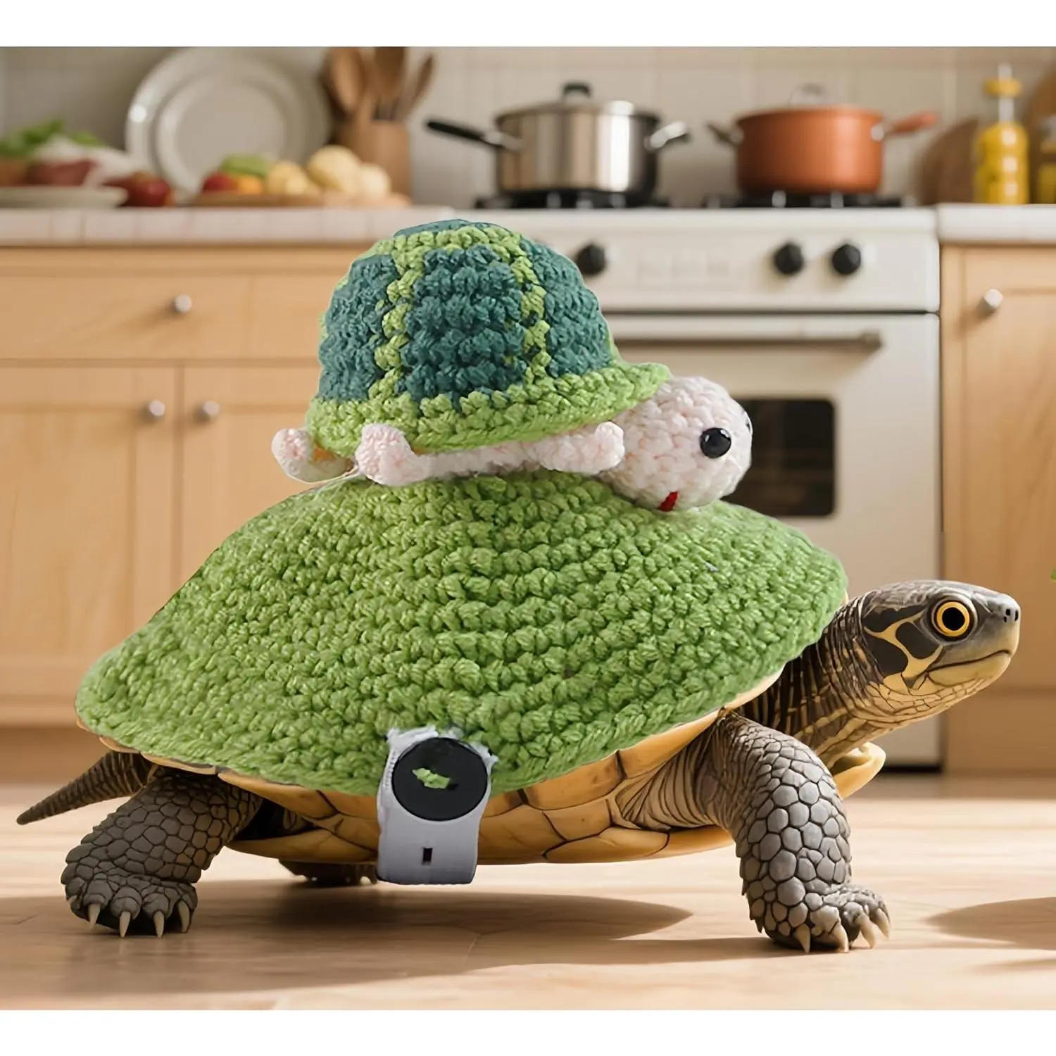 Knitted Turtle Sweater for Pet Tortoise - 7.48 Inch Cute Warm Shell Costume for Small Turtle (Green, Medium)
