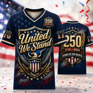 USA 250th Anniversary V-Neck Sports Tee - America 250th Shirt, Men’s/Women’s Patriotic Apparel Women, United We Stand Eagle Design, 1776-2026 Home of the Brave, American Flag, Fourth of July Stuff, Independence Day Freedom Fan Gift Streetwear Top