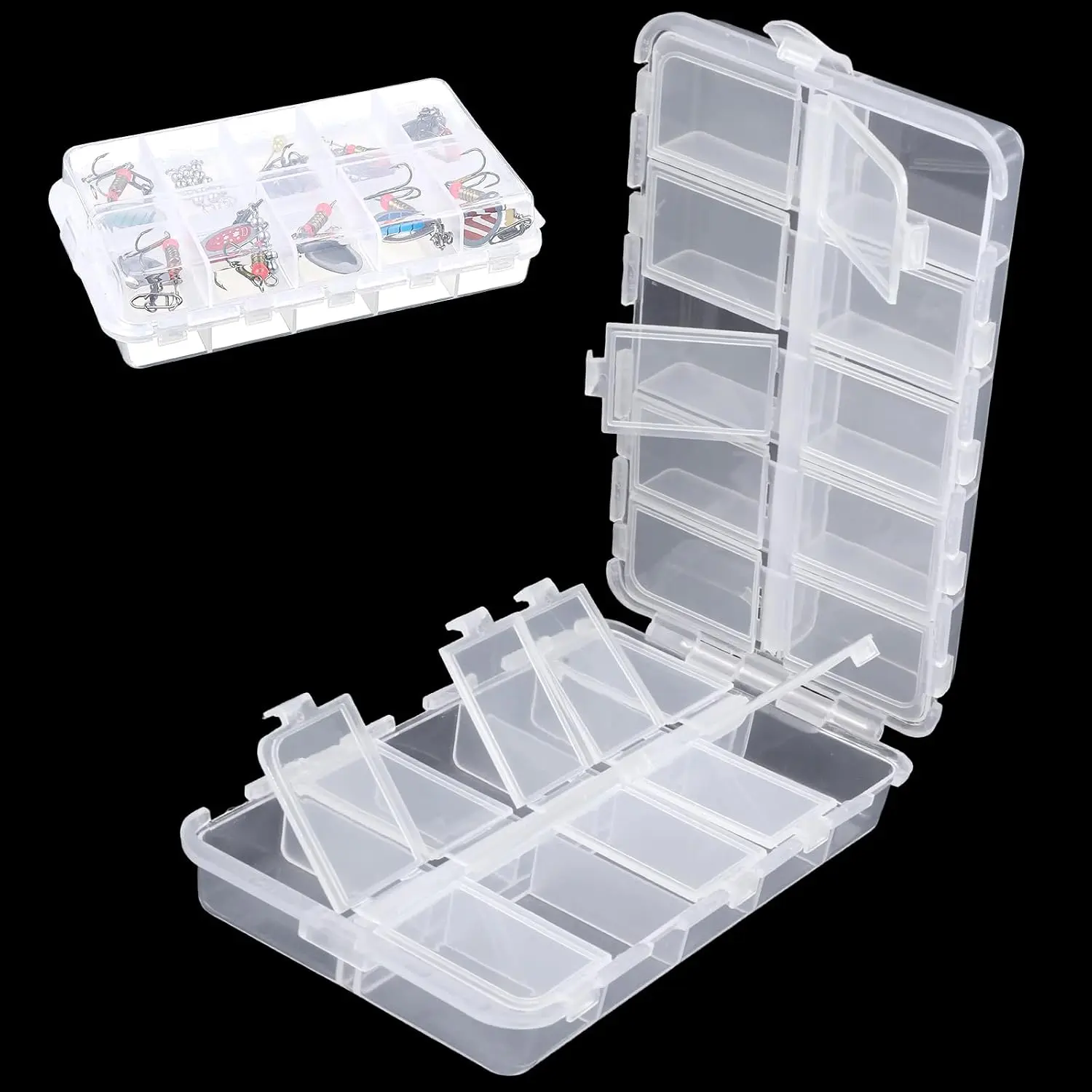 20 Compartments Tackle Boxes Plastic Box Storage Organizer Clear Fishing Storage Box   Organizer with Adjustable Dividers for Lure Container Craft Beads