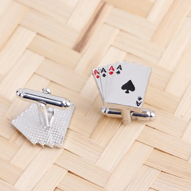 Funny Shaped Cufflinks Poker Ace Gemelos Mens Party Jewelry
