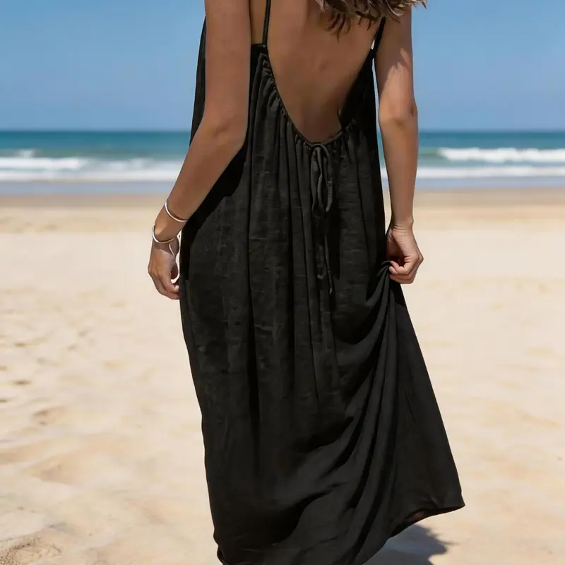 New Women's Backless Strap Dress, Loose Fit Homewear, Sexy Sleepwear, Beach Cover-Up, Beachwear Cover Up, Multiple Colors & Sizes Available