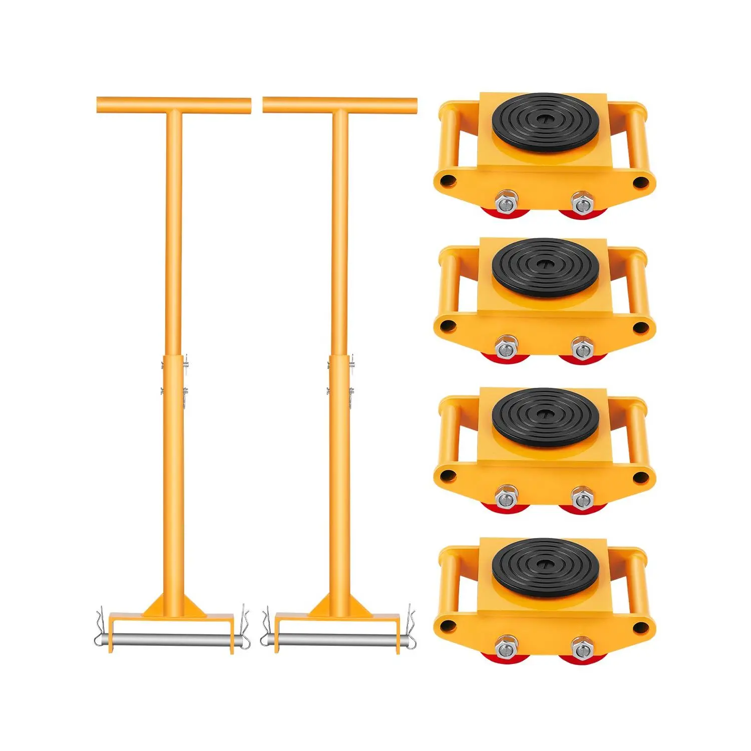 【DealsForYouDays】VEVOR Machine Skate, 6T Machinery Skate Dolly, 13228 lbs Machinery Moving Skate, Machinery Mover Skate with 360 Rotation Cap and PU Directional Rollers, Heavy Duty Industrial Moving Equipment, Yellow