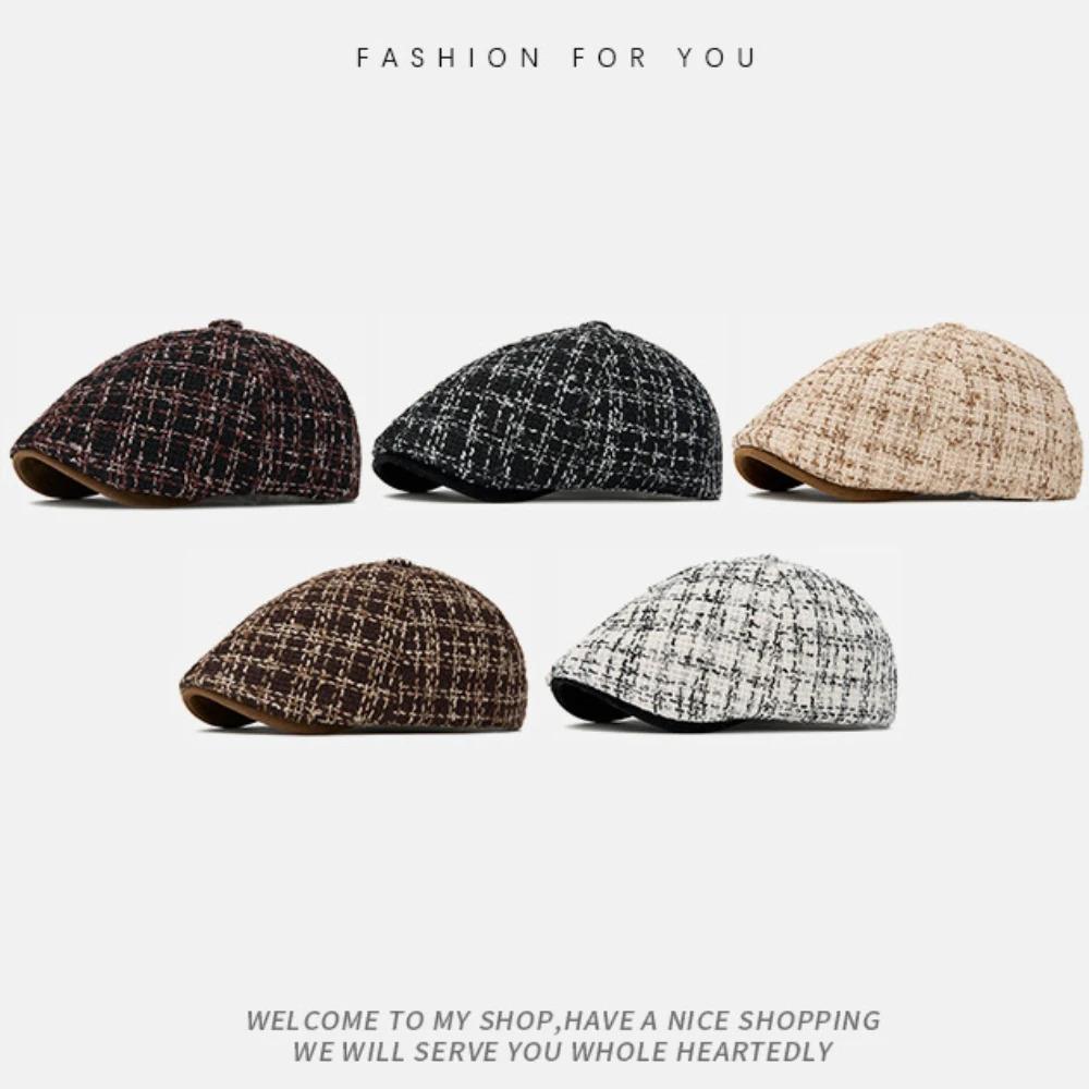 HT5033 Berets Knitted Spring Autumn Winter Hat Male Female Flat Cap Men Women Painter Beret Hat Adjustable Octagonal Beret Caps