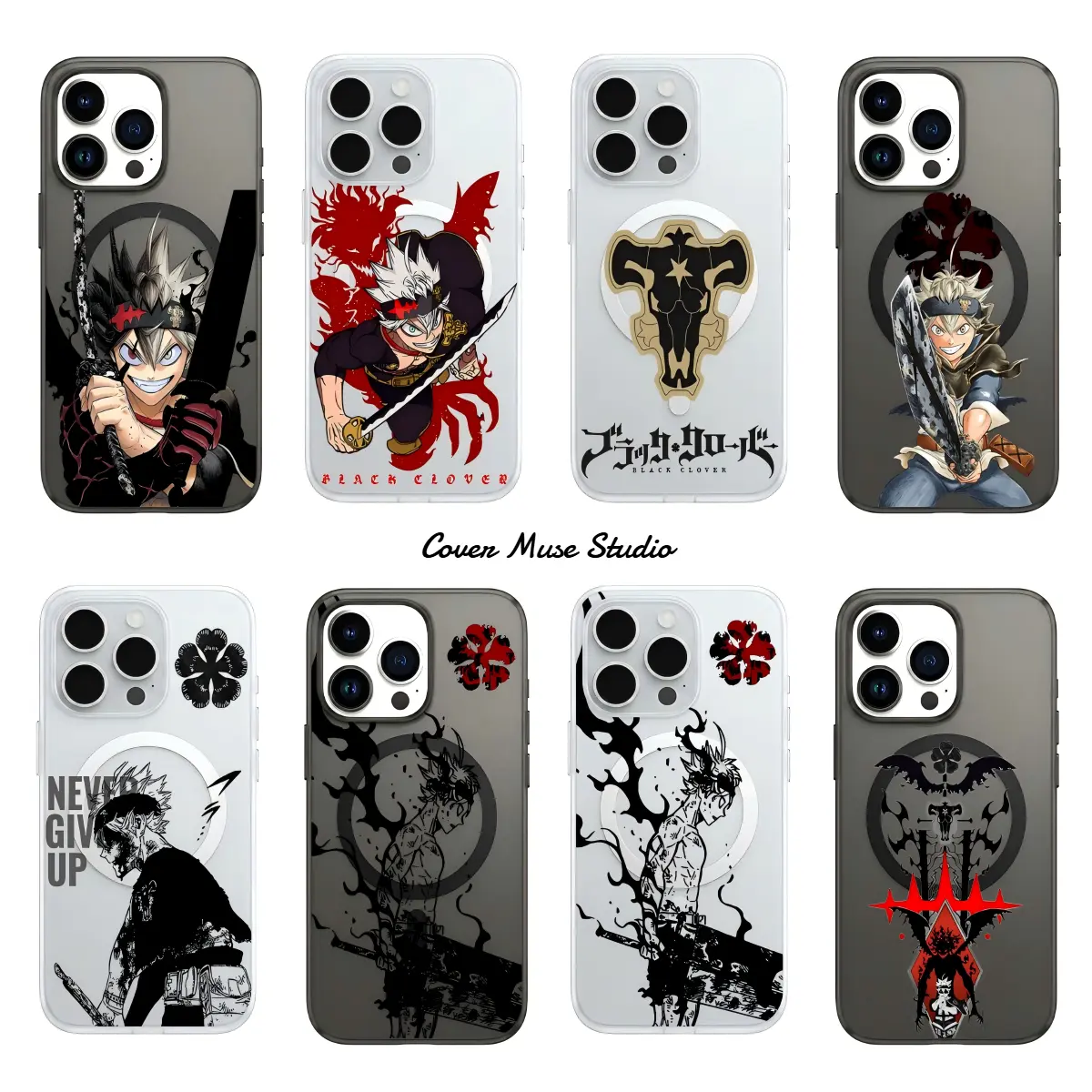 Black Clover Anime Asta Frosted PC Magnetic MagSafe Phone Case, Shockproof Wireless Shell, Semi-Transparent Full Protection Accessory for iPhone 12 13 14 15 16 17 Pro Max Plus