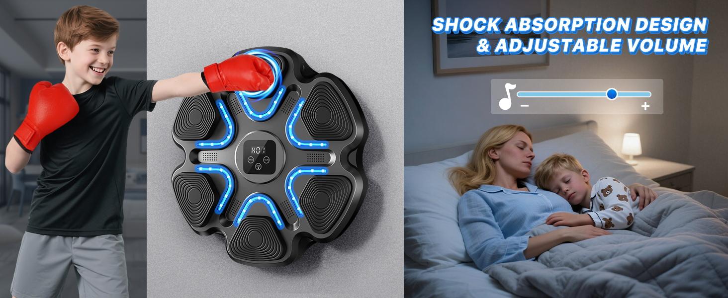 Music Boxing Machine for Kids and Adults, Wall Mounted Bluetooth Punching Trainer with Boxing Gloves, Intelligent LED Boxing Target Workout Machine for Teenagers Boys Girls