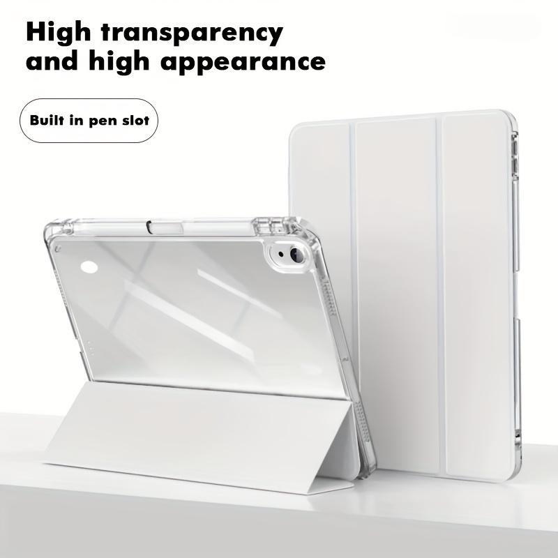 Solid color iPad tri-fold high-transparency integrated pen slot protective case, suitable for Samsung tablets, iPad mini, iPad Air, iPad Pro/iPad 10th generation, 11th generation and other series of iPad foldable protective cases