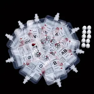 Halloween Vampire Blood Drink Bags, Reusable Party Favors with Clips, 20 Pieces, Perfect for Zombie Costume Decorations