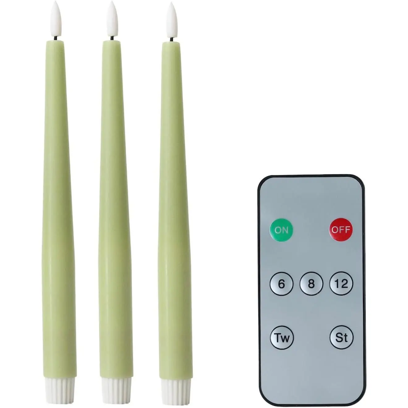 Rechargeable LED Taper Candles 3 Pack with Remote Control, USB  Cables Included, Flameless Wax (Sage)