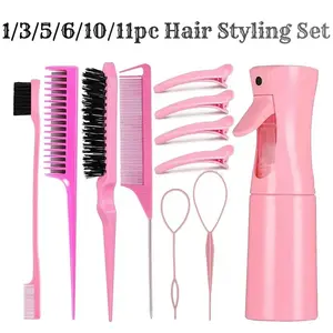 Hair Styling Tools Set,Hair Care Styling,Hair Styling Kit for Baby Hair, Ponytail, Braids, Barber Salon Hairdressing Accessories for Women & Girls, Hair Combs, Curly Hair Brush