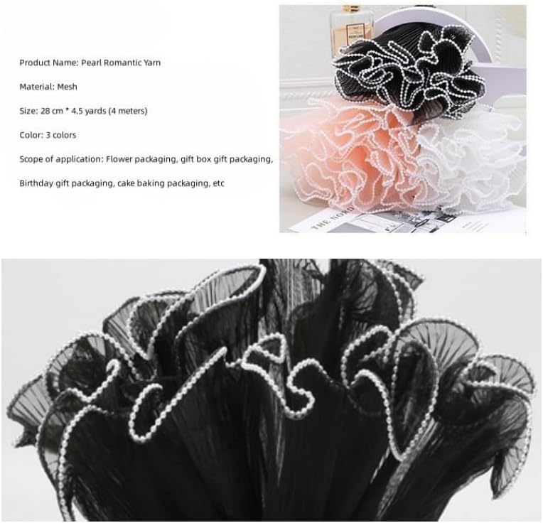 2 Pack 4.5 Yard Bouquet Wrapping Paper Pearl Wrinkled Wavy Net Yarn Flower Wrapping Mesh Paper Korean Bouquet Wrapping Mesh,for DIY Crafts Valentine's Day Wedding Florist Supplies (Black) 2 Pack 4.5 Yard Bouquet Wrapping Paper Pearl Wrinkled Wavy Net Yarn Flower Wrapping Mesh Paper Korean Bouquet Wrapping Mesh,for DIY Crafts Valentine's Day Wedding Florist Supplies (Black)