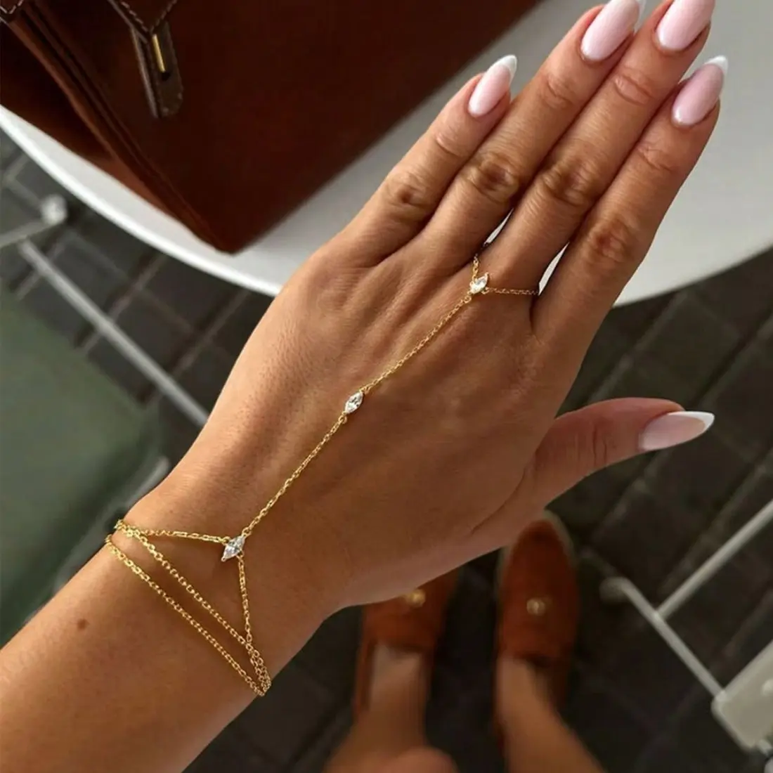 Minimalist Horse Eye Finger Chain Bracelet for Women – Boho Layered Hand Chain Jewelry, Unique Niche Design Adjustable Multi-Layer Back Chain Bracelet, Elegant Body Jewelry for Party, Vacation & Everyday Wear