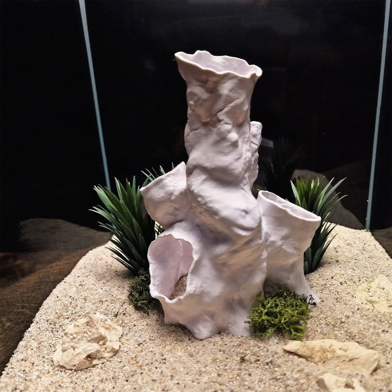 Fish Tank Decor, Reptile Hideout, Realistic Tree Sculpture, Insertable Aquatic Plants, 3D Printed, Non-Polluting Water Quality