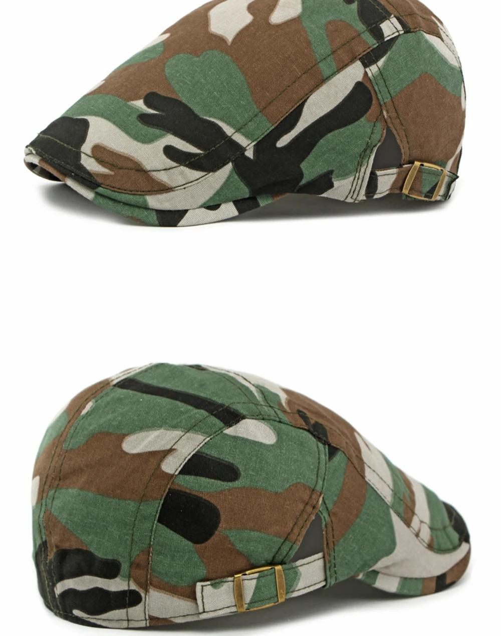 HT4837 Mens Berets Women Spring Summer Sun Cap Artist Painter Beret Hat Male Female Adjustable Ivy Flat Cap Camouflage Beret Cap
