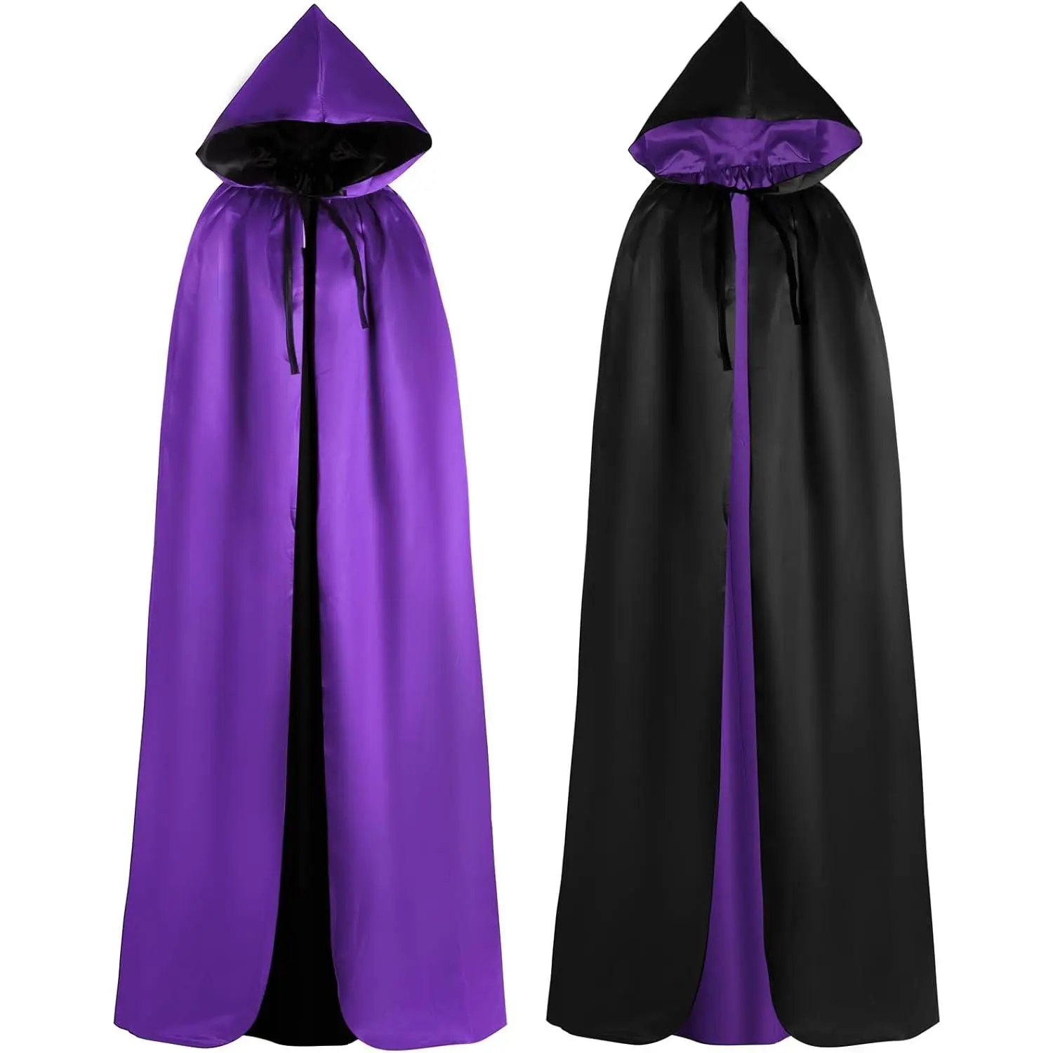 Halloween Vampire Hooded Cloak, 59 Inch Reversible Hooded Cloak Cape Cosplay Costume for Halloween Party
